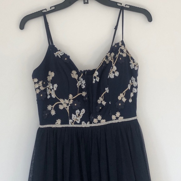 Teeze me 3D bodice mesh ballgown navy size 1 - Picture 3 of 7